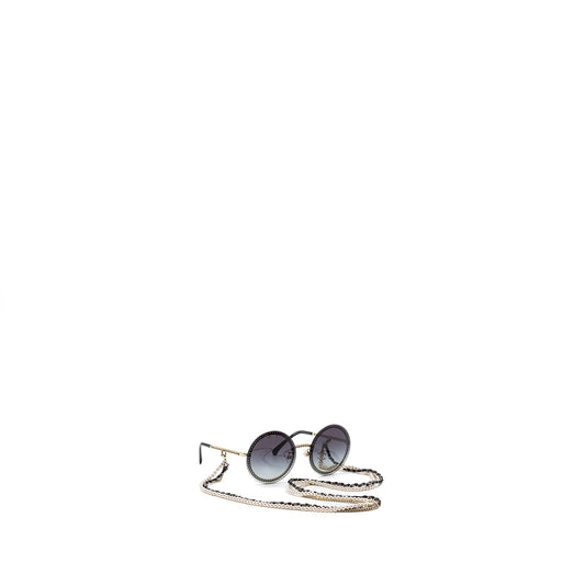Chanel Round Sunglasses With Chain Dark Grey L
