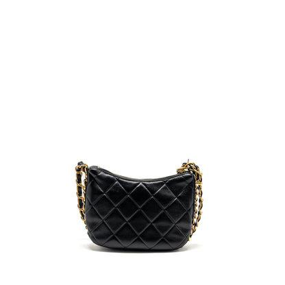 Chanel 23K hobo bag with adjustable chain lambkin black  (microchip)