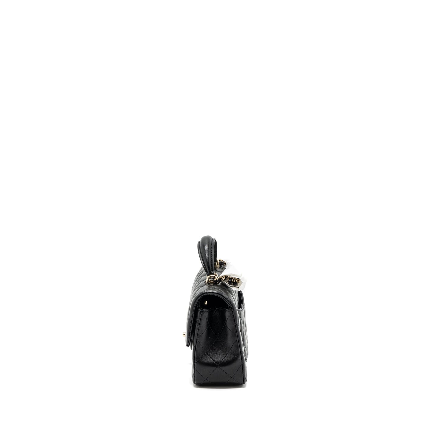 Chanel top handle mini rectangular flap bag lambskin black L (microchip)