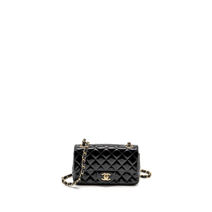Chanel Mini Rectangular Flap Bag Patent Black L