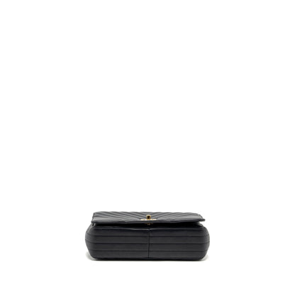 Chanel Seasonal Chevron Flap Bag Calfskin Dark Navy L