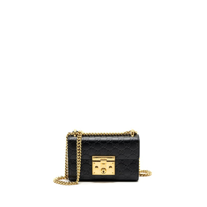 Gucci padlock chain bag calfskin black