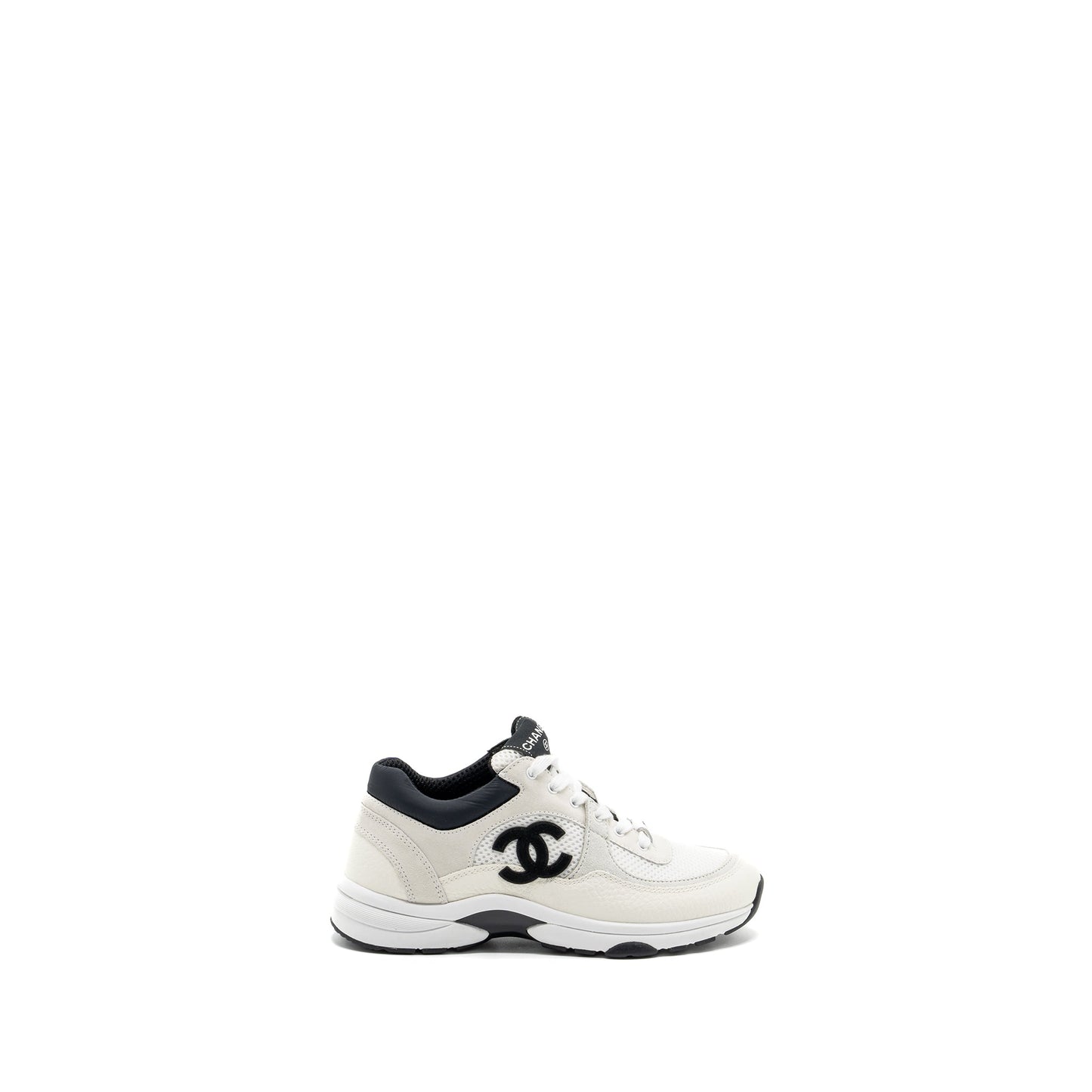 Chanel size 37 CC logo trainer / sneakers black / white
