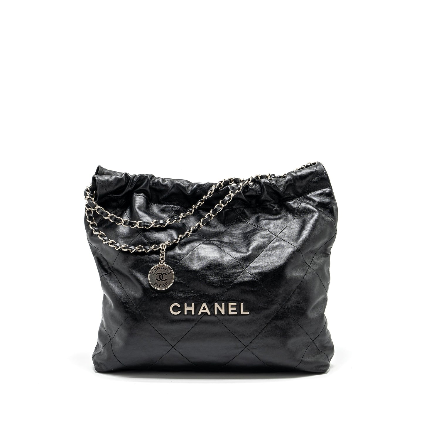 Chanel medium 22 bag Calfskin Black  (Microchip)