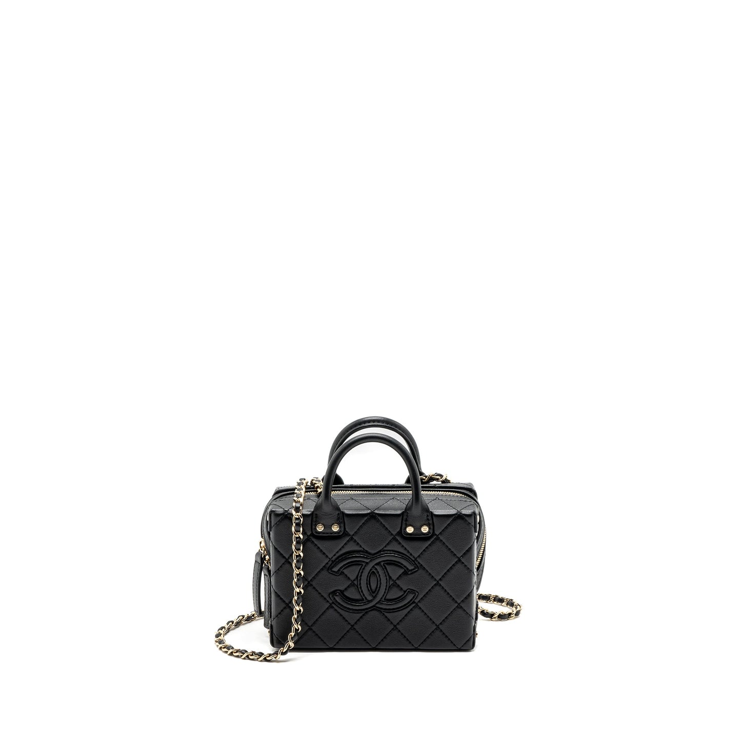 Chanel 22b Top Handle Small Vanity Case Calfskin Black (Microchip)
