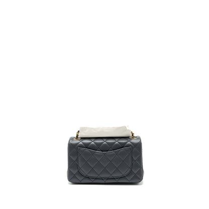 Chanel 23K pearl crush mini rectangular flap bag lambskin dark grey