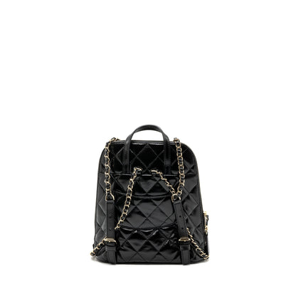 Chanel 22A Backpack Patent Black L (Microchip)