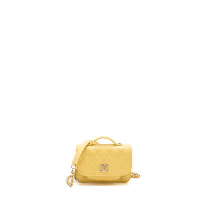 Chanel Mini Business Affinity Wallet On Chain Caviar Yellow L (microchip)