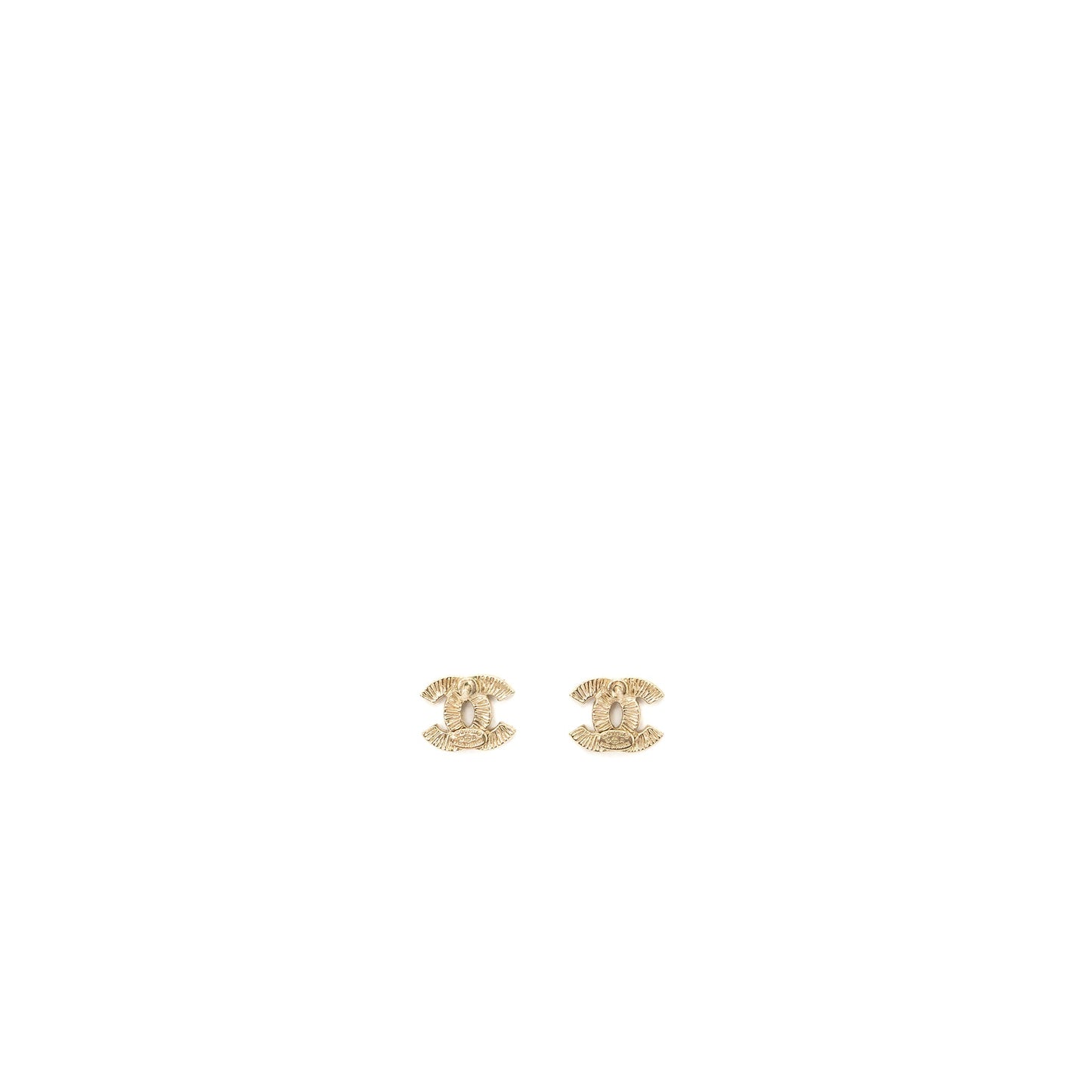 Chanel small model cc logo crystal earrings light gold tone