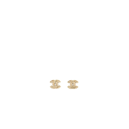 Chanel small model cc logo crystal earrings light gold tone
