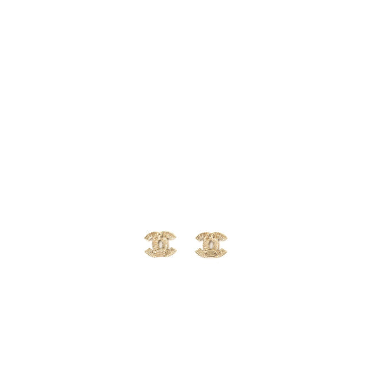 Chanel small model cc logo crystal earrings light gold tone