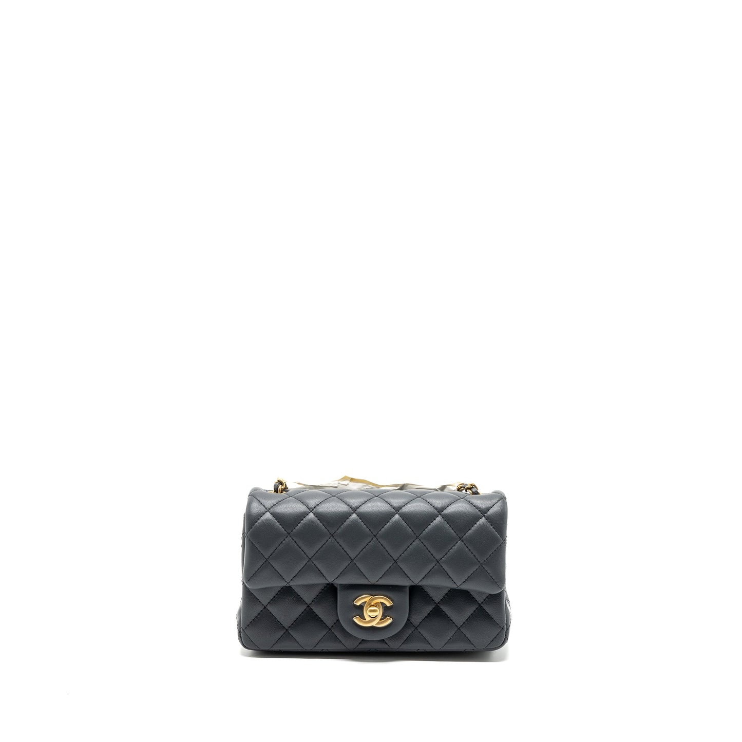 Chanel 23K pearl crush mini rectangular flap bag lambskin dark grey