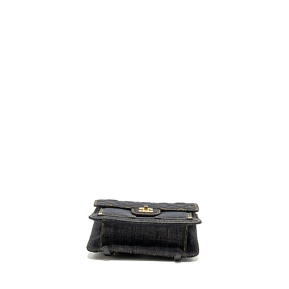 Chanel 23S flap backpack denim dark blue with brushed  (microchip)