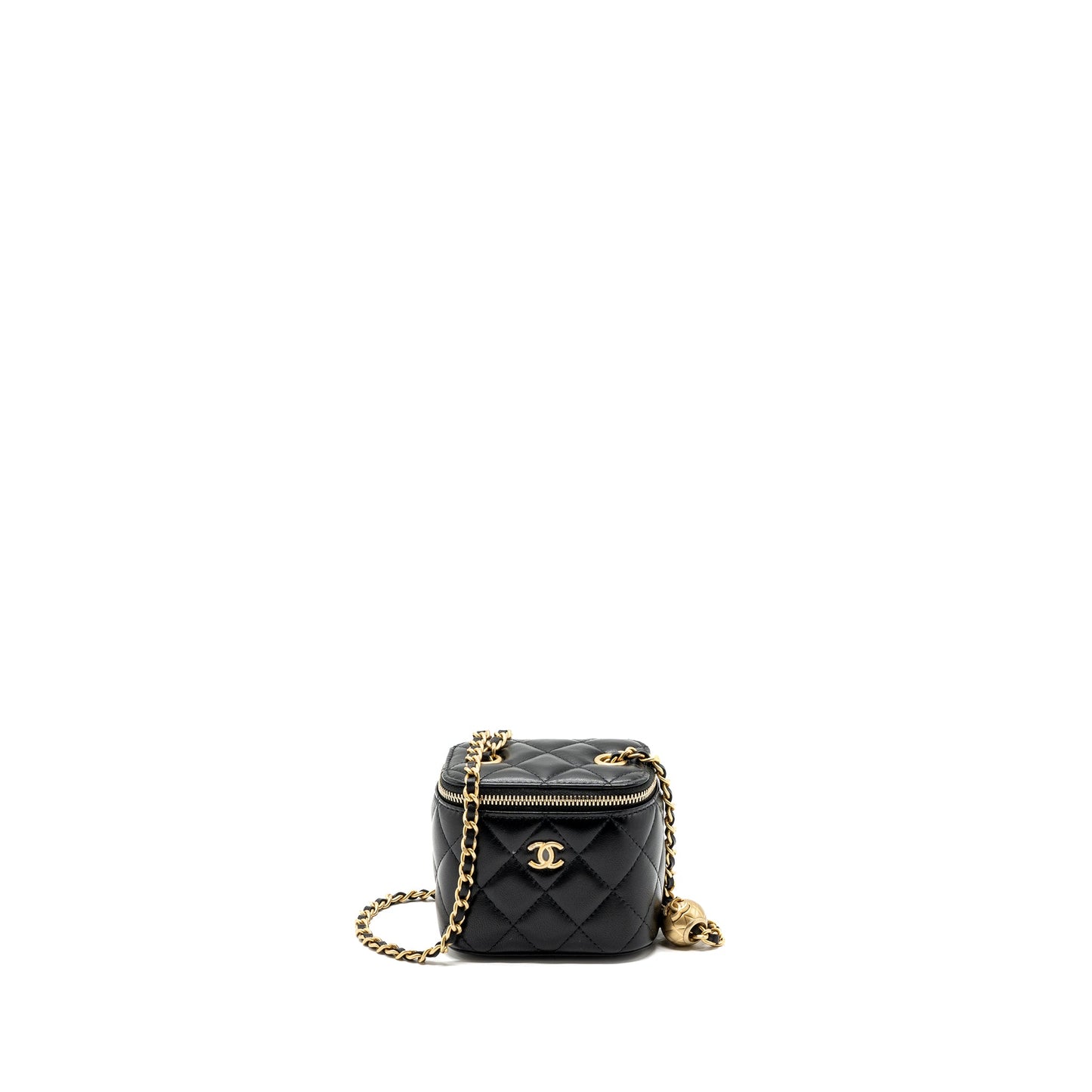 Chanel pearl crush mini vanity with chain lambskin black