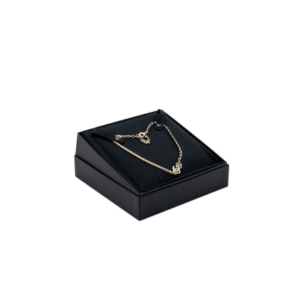 Chanel 23a Double CC Logo Chocker Crystal/Leather Chain Light Gold Tone