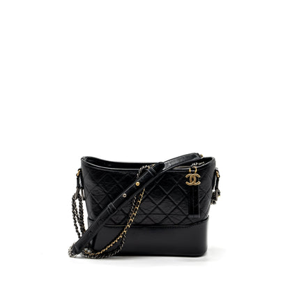 Chanel new medium Gabrielle hobo bag calfskin black multicolour hardware (microchip)