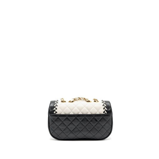 Chanel Quilted Flap Bag Lambskin White/ Black