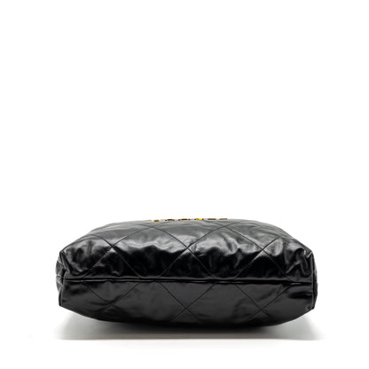 Chanel medium 22 bag shiny calfskin black  (Microchip)