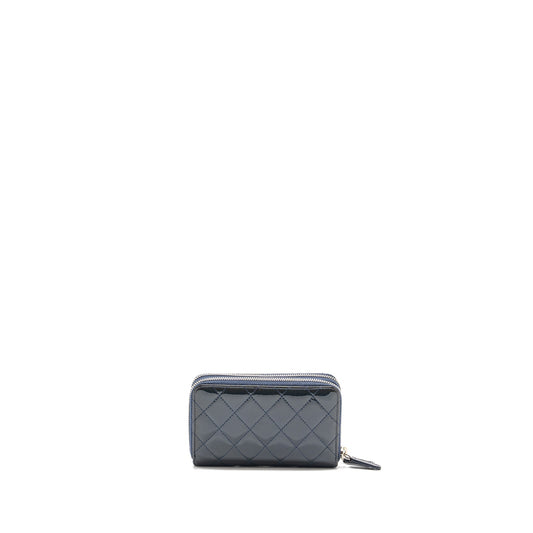 Chanel double Zip Wallet patent navy