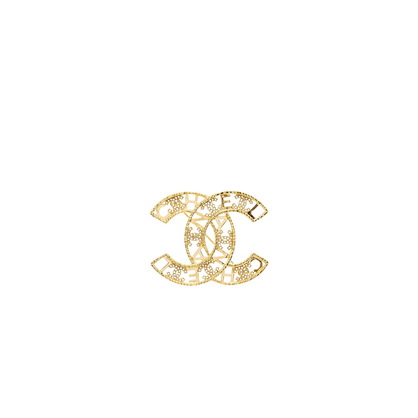 Chanel Letter & CC Logo Crystal Brooch