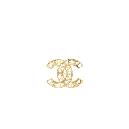 Chanel Letter & CC Logo Crystal Brooch
