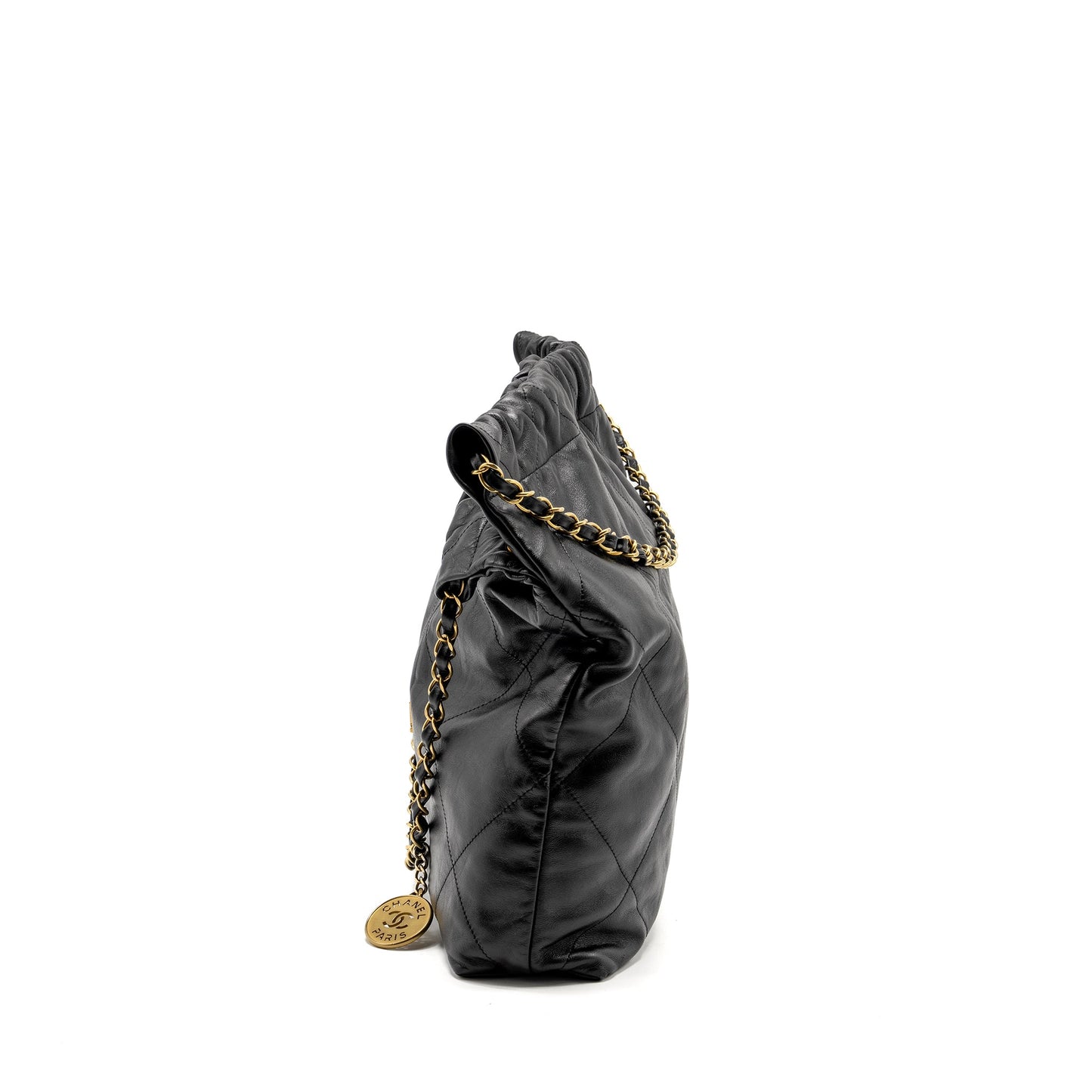 Chanel Medium 22 Bag Shiny Calfskin BLACK  (Microchip)