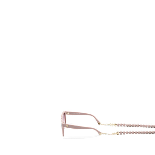 Chanel sunglasses with pearl chain pink