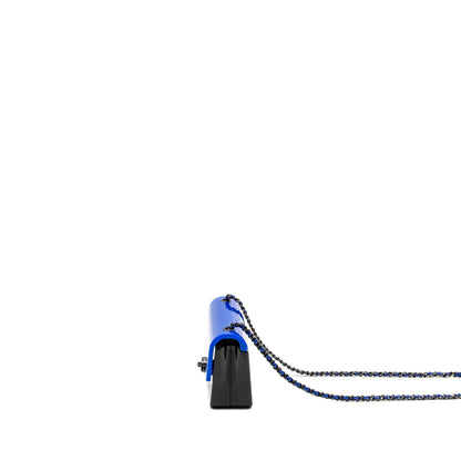 Chanel 21k Plexi Flap Evening Bag Blue/Black with Black Hardware (microchip)
