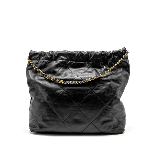 Chanel Medium 22 Bag Shiny Calfskin BLACK  (Microchip)