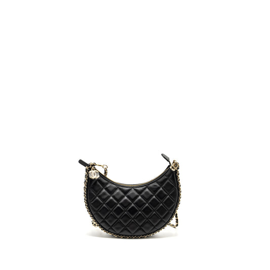 Chanel Small moon Hobo Bag Lambskin Black L (Microchip)