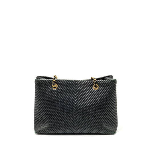Chanel Chevron Shopping tote bag goatskin black