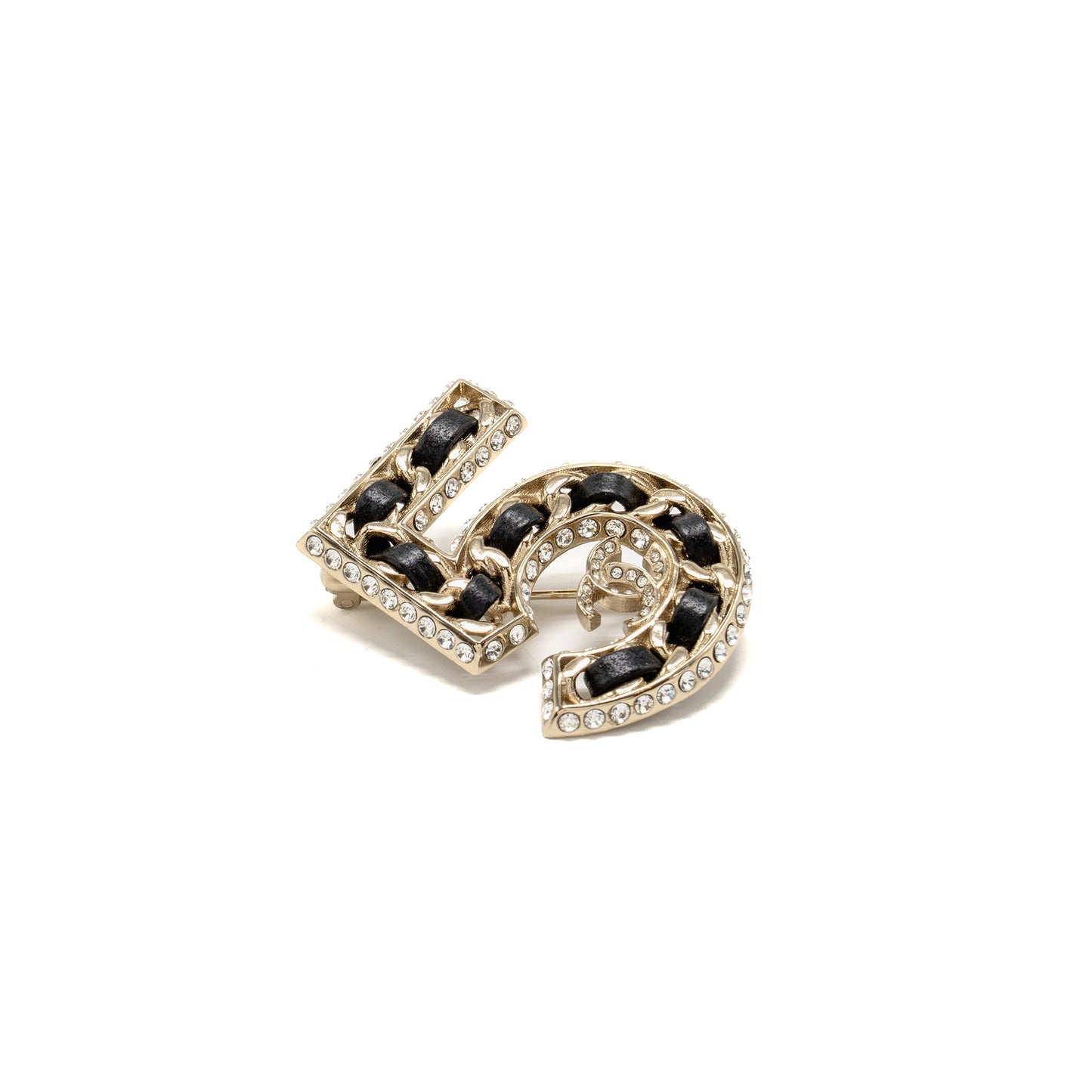 Chanel No.5 Leather Chain Crystal Brooch L