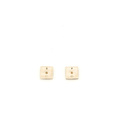 Chanel square CC Logo earring with crystal Light Gold Tone