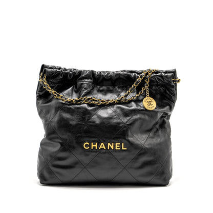 Chanel Medium 22 Bag Shiny Calfskin BLACK  (Microchip)