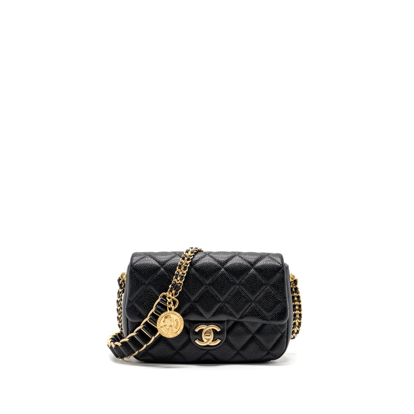 Chanel 21A chain Soul Flap bag grained calfskin black  (Microchip)