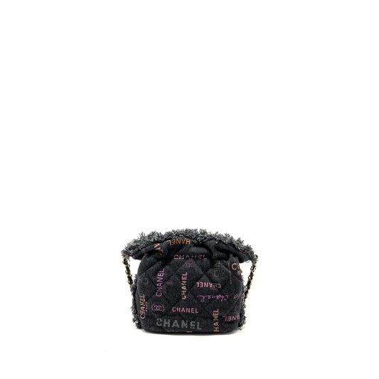 Chanel Small Bucket Bag Denim Black L (Microchip)