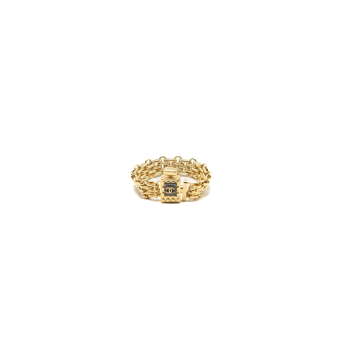 Chanel perfume bottle bracelet gold tone