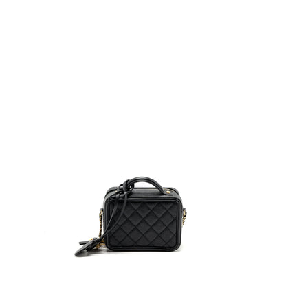Chanel mini filigree vanity case Caviar black
