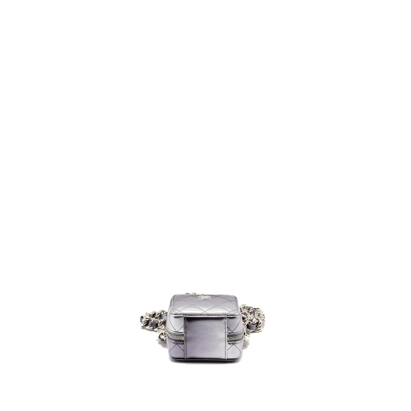 Chanel Mini Quilted Vanity With Giant Chain Lambskin Metallic Grey