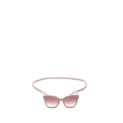 Chanel sunglasses with pearl chain pink