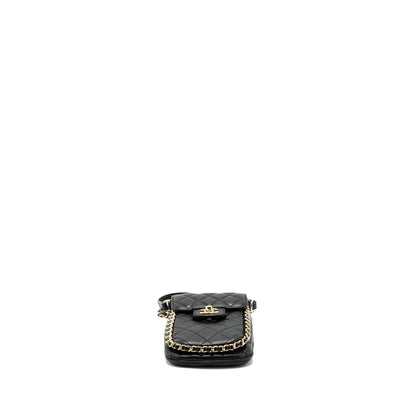 Chanel Phone Holder With Chain Lambskin Black L