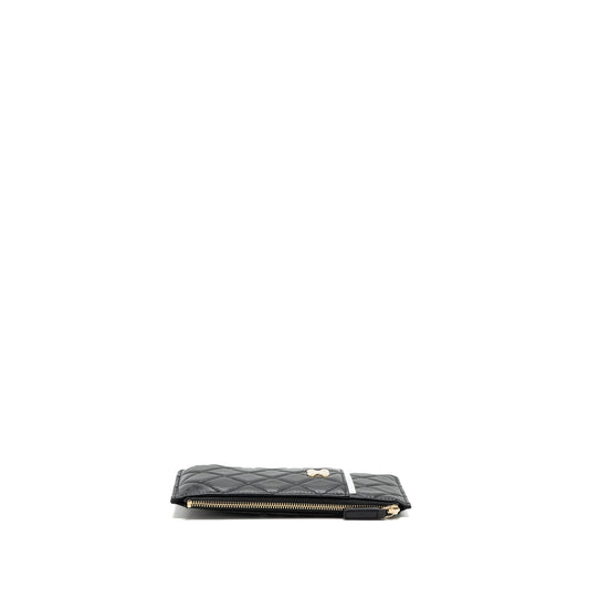 CHANEL LONG ZIP CARD HOLDER wallet Lambskin BLACK L