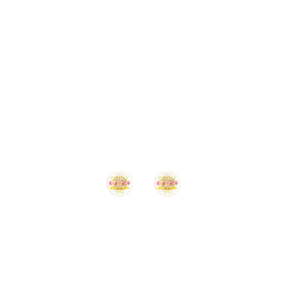 Chanel mini round with CC logo rainbow earrings light gold tone