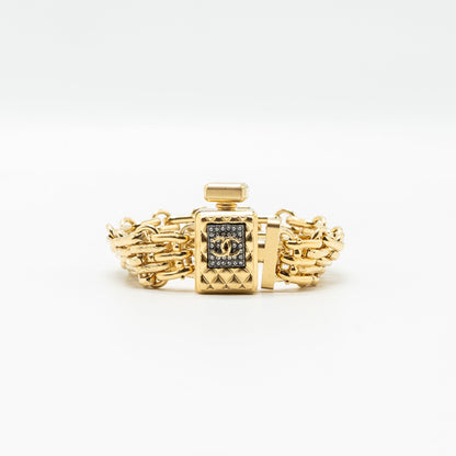 Chanel perfume bottle bracelet gold tone