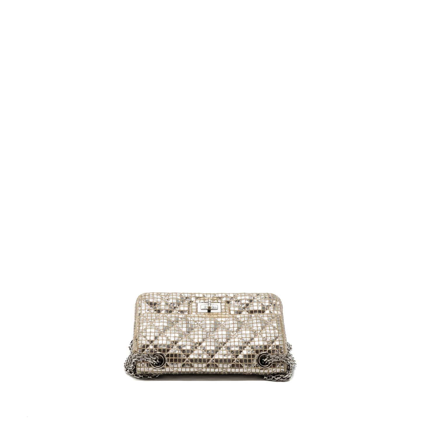 Chanel mini 2.55 reissue flap bag calfskin beige / silver