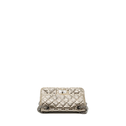 Chanel mini 2.55 reissue flap bag calfskin beige / silver