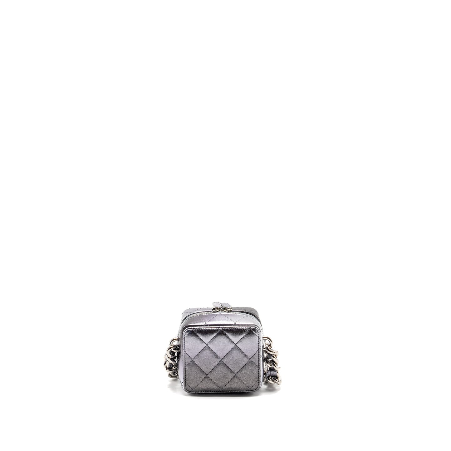 Chanel Mini Quilted Vanity With Giant Chain Lambskin Metallic Grey