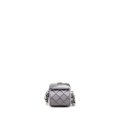 Chanel Mini Quilted Vanity With Giant Chain Lambskin Metallic Grey