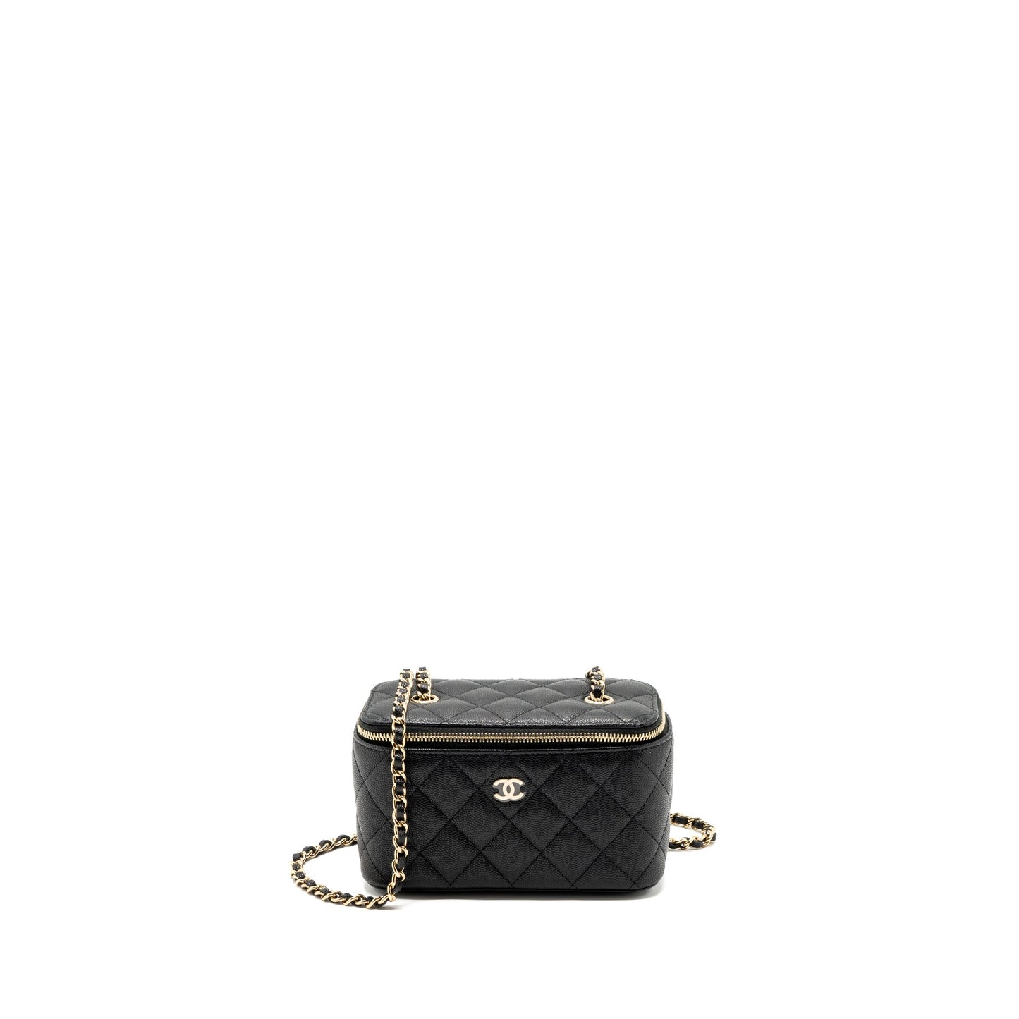 Chanel long vanity with chain caviar black L