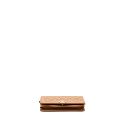 Chanel boy wallet on chain caviar light caramel L (microchip)